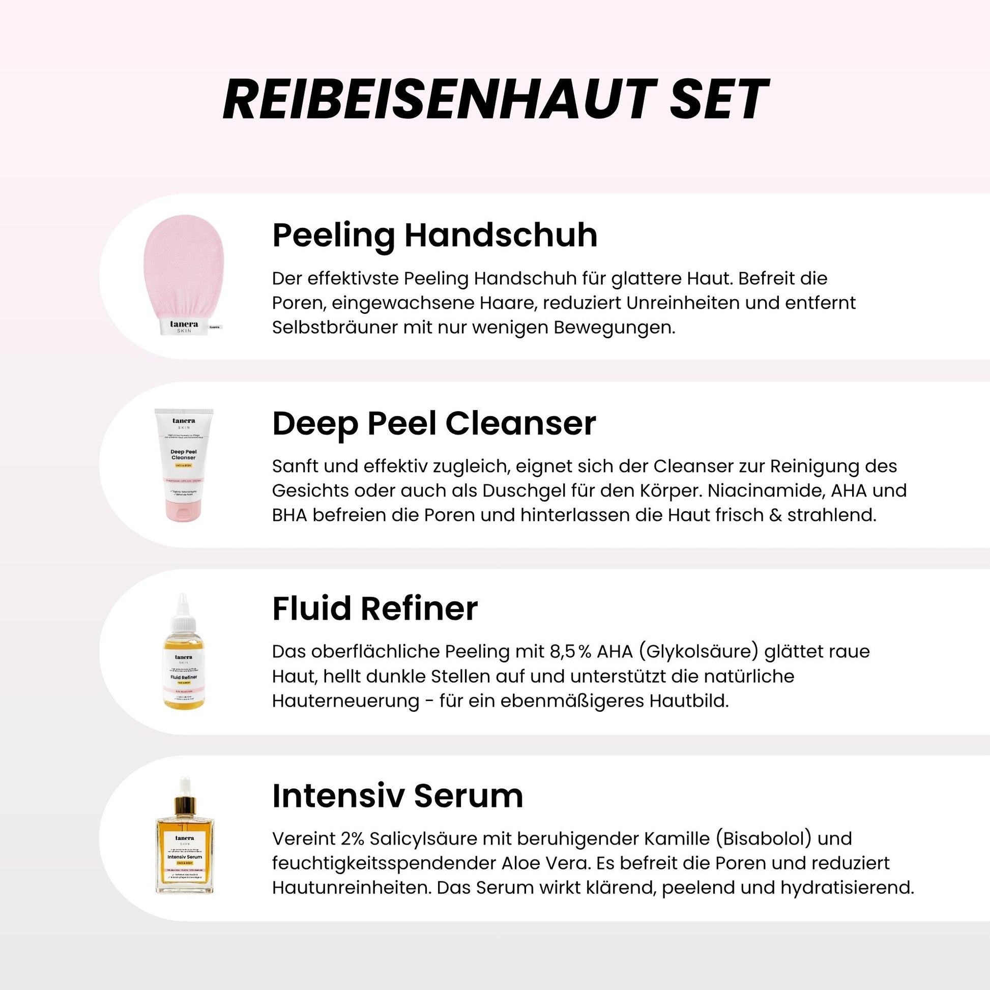 selbstbräuner handschuh sauber machen Reibeisenhaut Set – Tanera Skin
